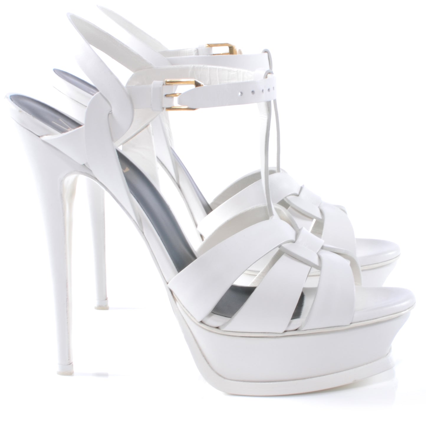 Leather Tribute Platform Sandals 39 White
