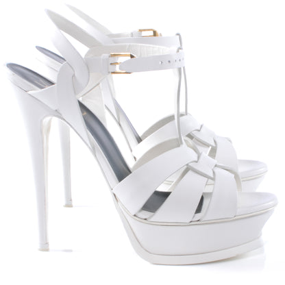 Saint Laurent Leather Tribute Platform Sandals 39 White 3 of 6