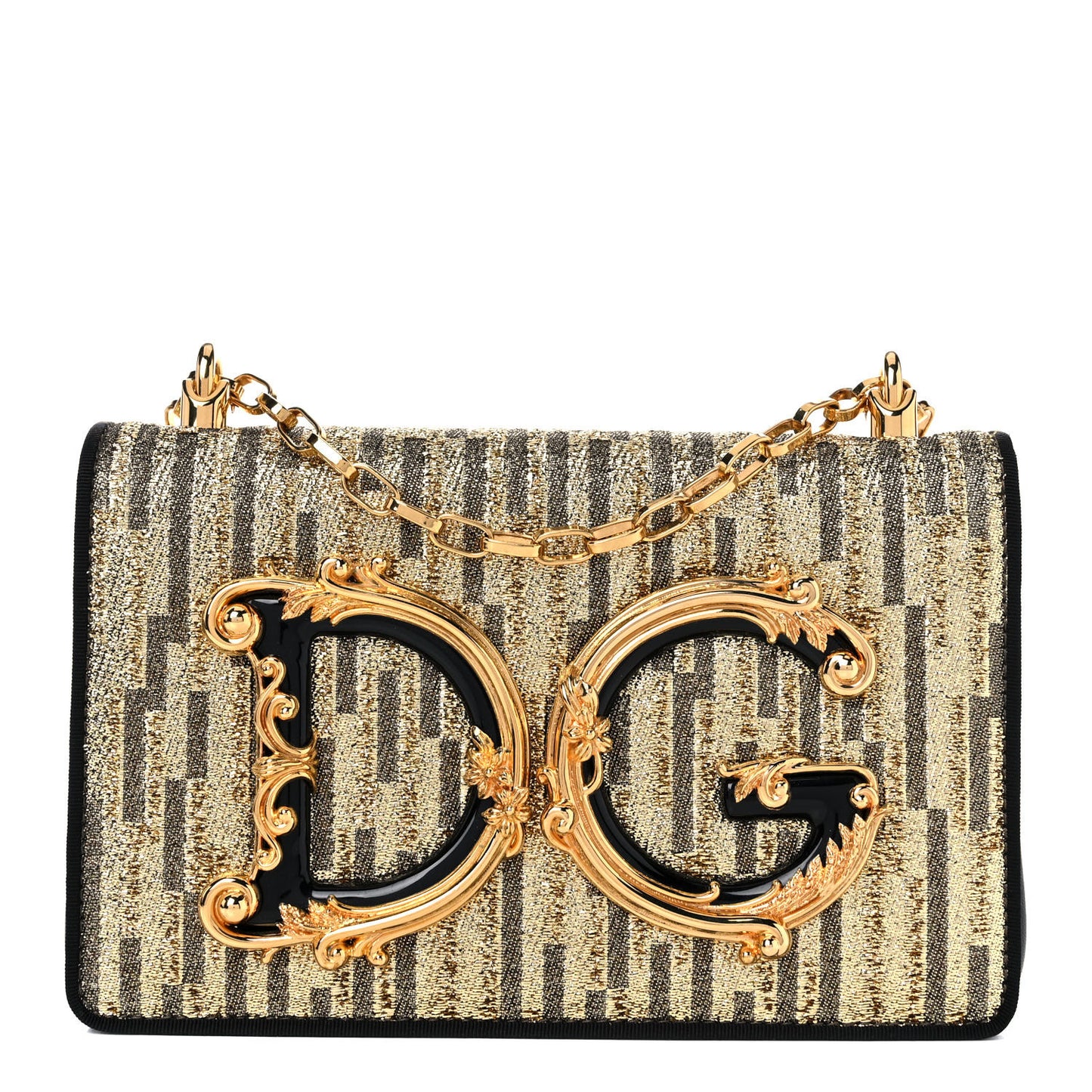 Brocade DG Girls Shoulder Bag Gold Black