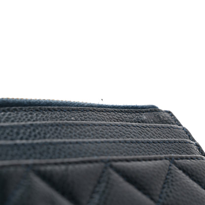 Chanel Metallic Caviar Quilted CC Zip Card Holder Dark Blue 10 of 11