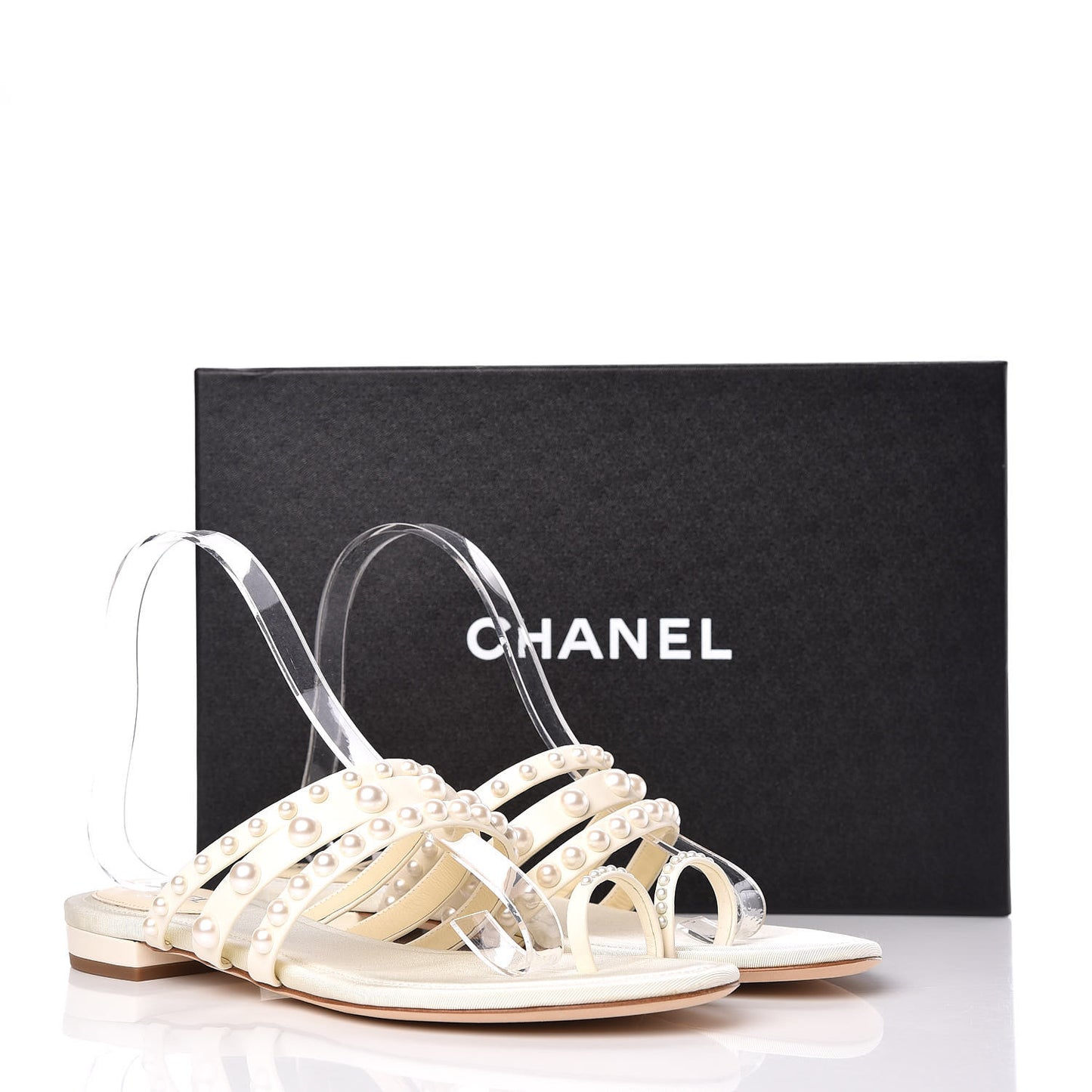Lambskin Pearl Sandals 38 Beige