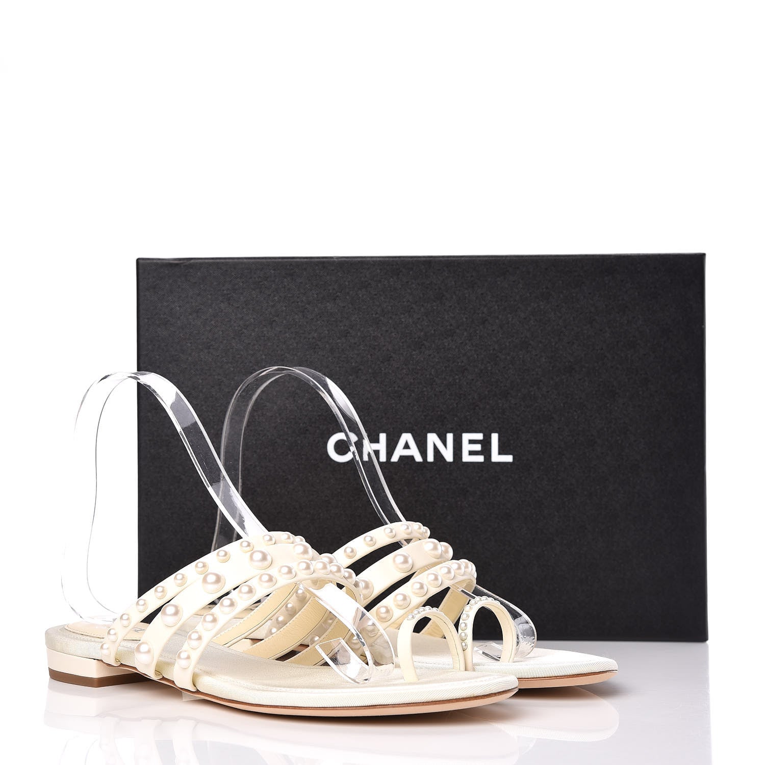Chanel Lambskin Pearl Sandals 38 Beige 9 of 9