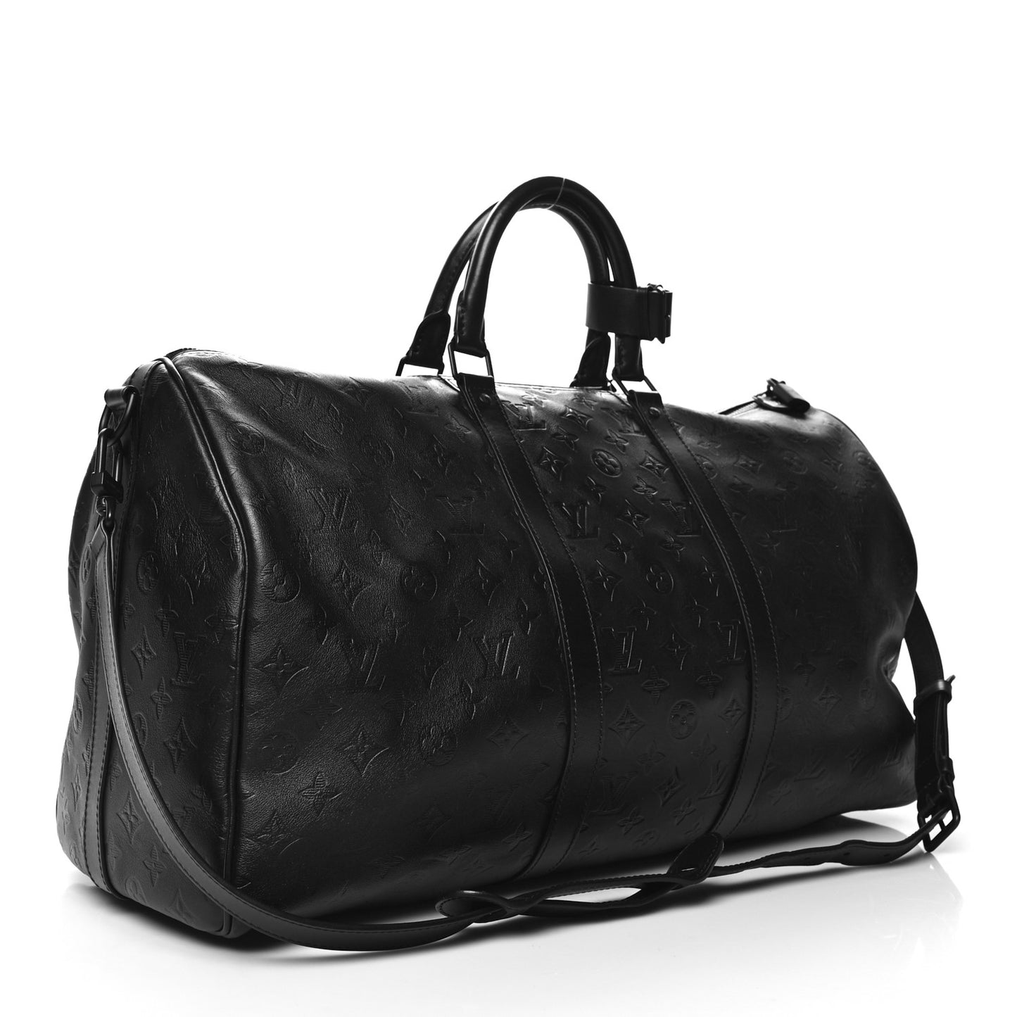 Calfskin Shadow Monogram Keepall Bandouliere 50 Black