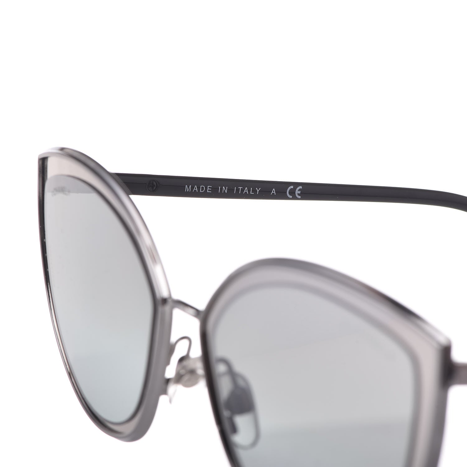 Chanel Silver Metal Cat Eye Sunglasses 4222 Silver Black 7 of 8