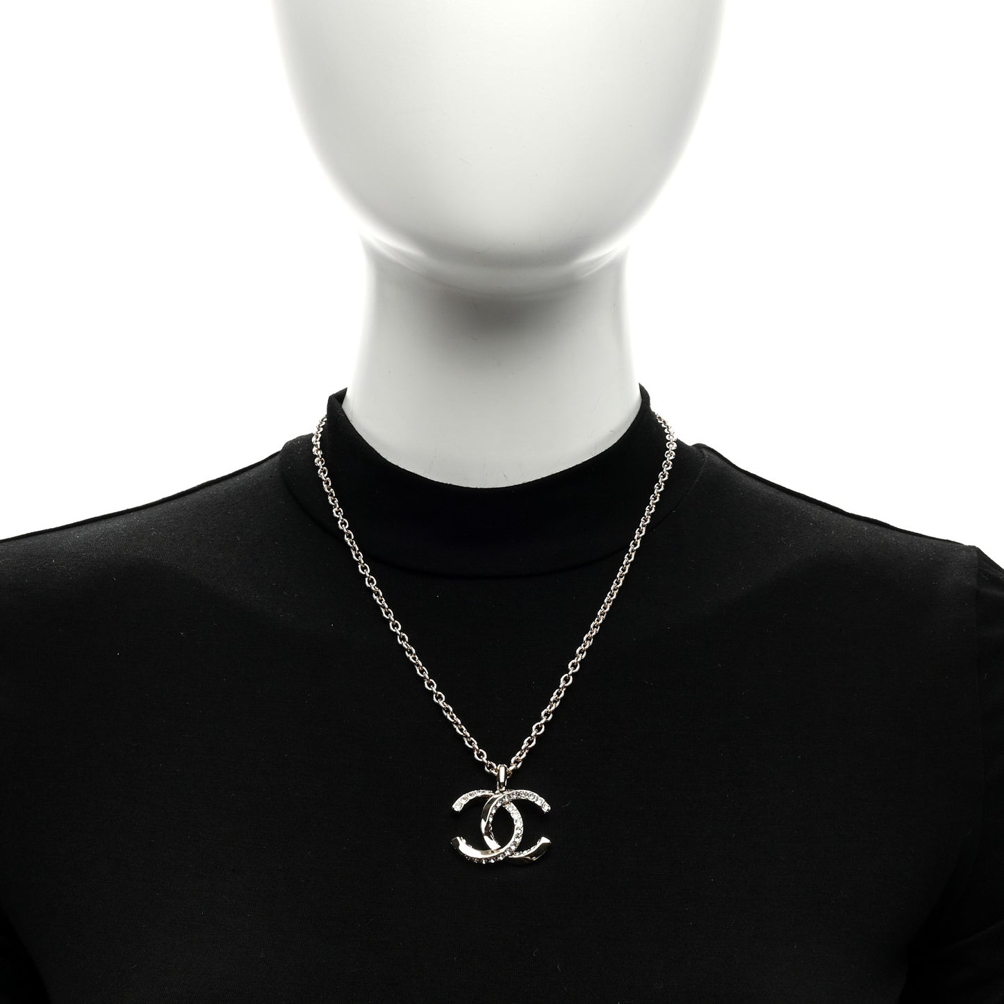 Metal Crystal CC Necklace Gold