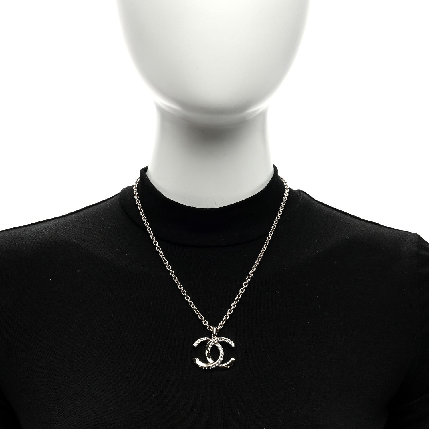 Chanel Metal Crystal CC Necklace Gold 3 of 4