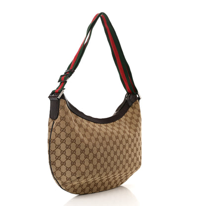 Gucci Monogram Web Medium Half Moon Hobo Dark Brown 3 of 13