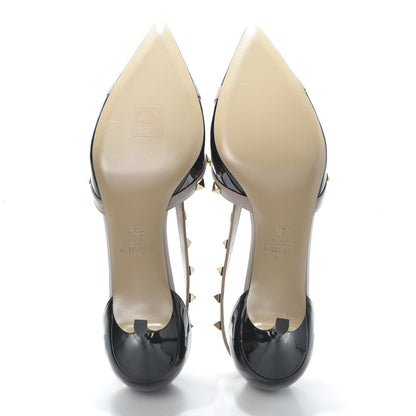 Valentino Garavani Patent Rockstud Cross Strap D'Orsay 55mm Pumps 38.5 Black Poudre 6 of 11