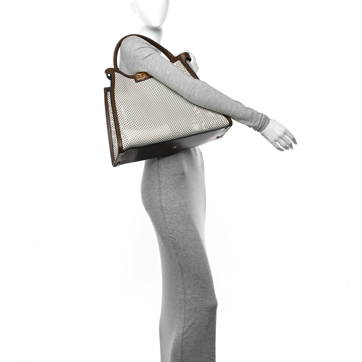 Vitello Liberty Glossy Lambskin Perforated Large Peekaboo X-Lite White Ice Rust Maya