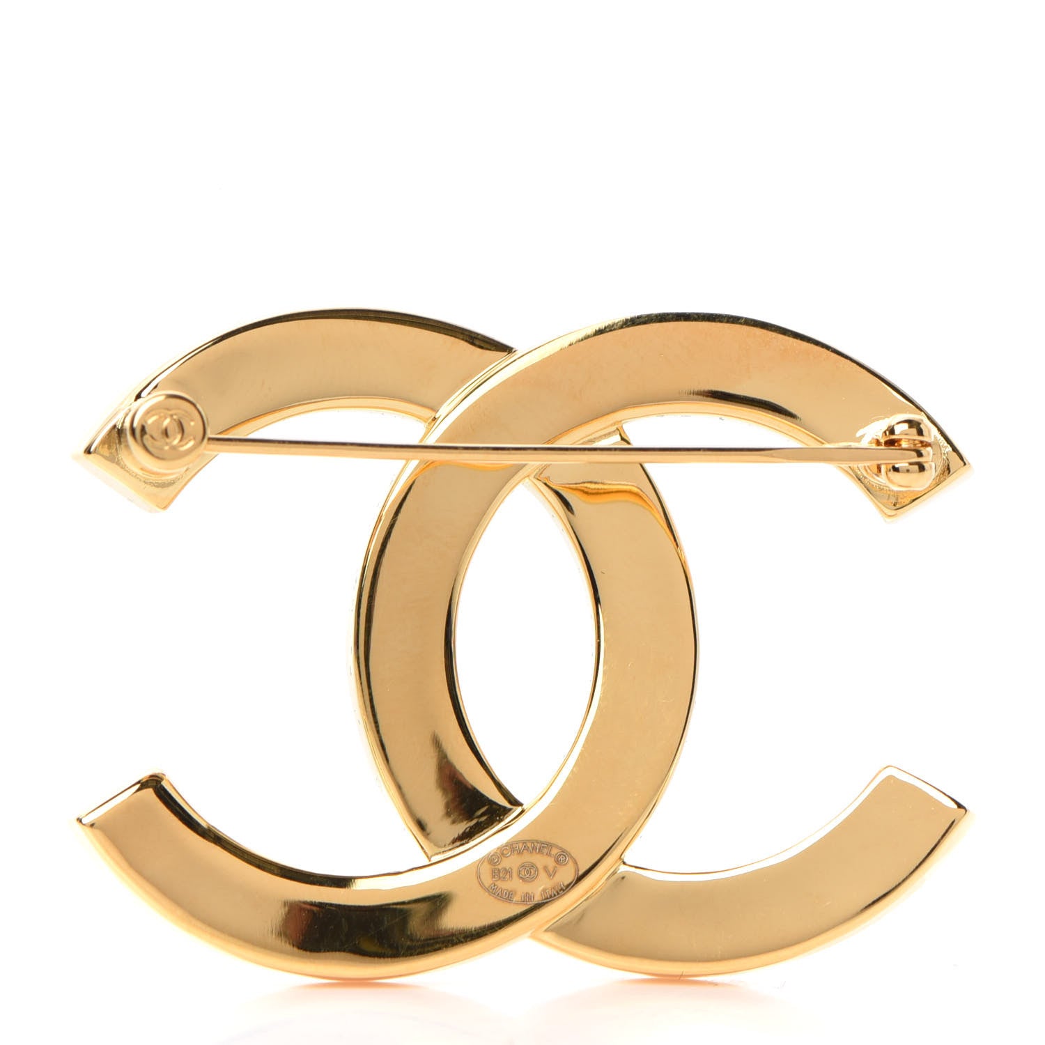 Chanel Metal Paris Button CC Large Brooch Gold 3 of 4