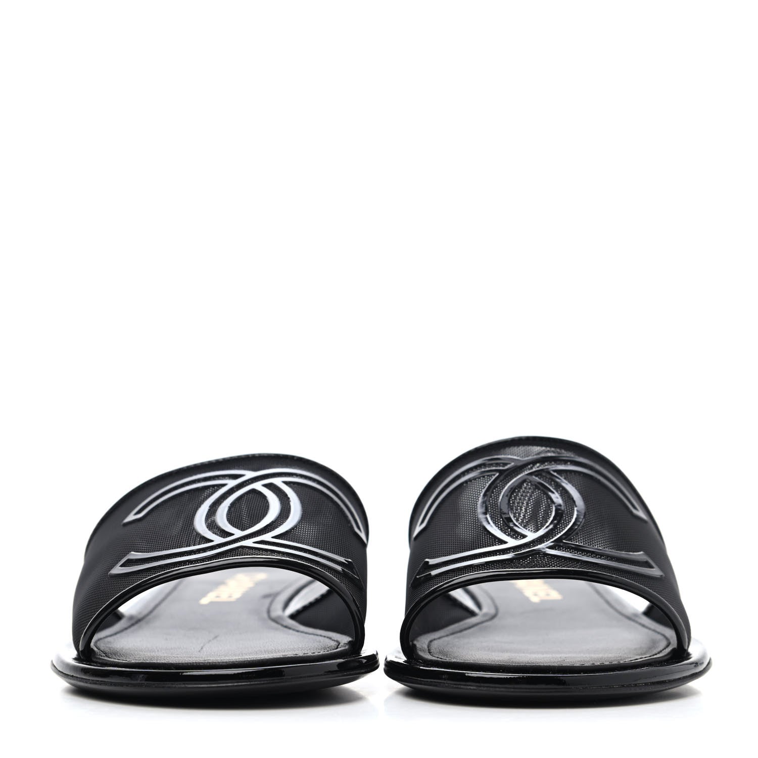 Chanel Mesh Patent Calfskin CC Mules 38 Black 2 of 4
