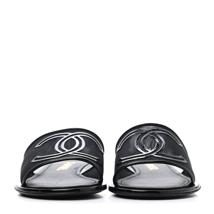 Chanel Mesh Patent Calfskin CC Mules 38 Black 2 of 4