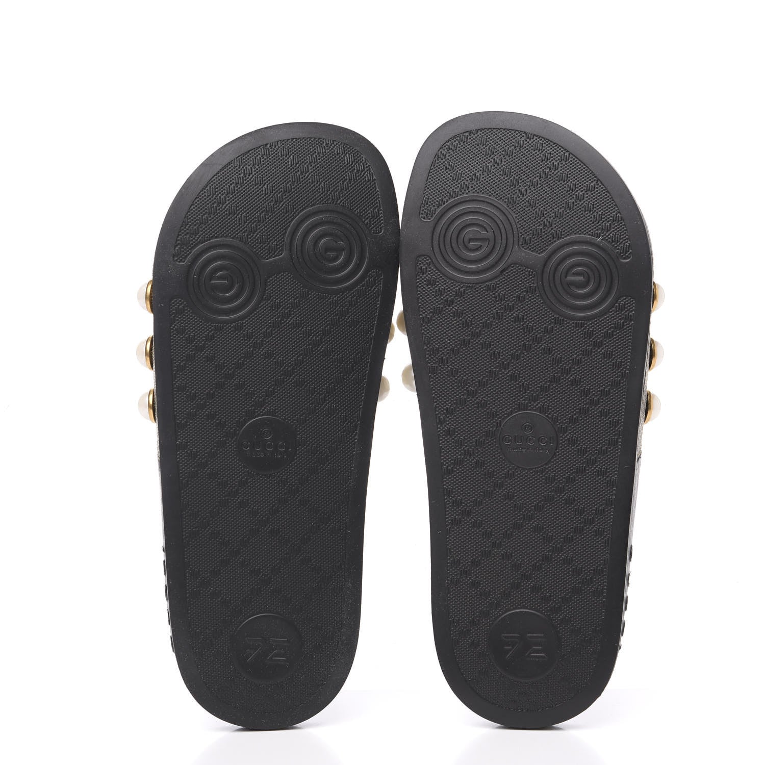 Gucci GG Supreme Monogram Pearls Slide Sandals 35 Beige 5 of 6