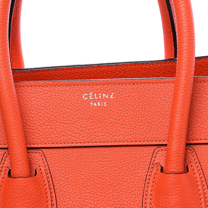 Celine Drummed Calfskin Mini Luggage Vermillion 9 of 10