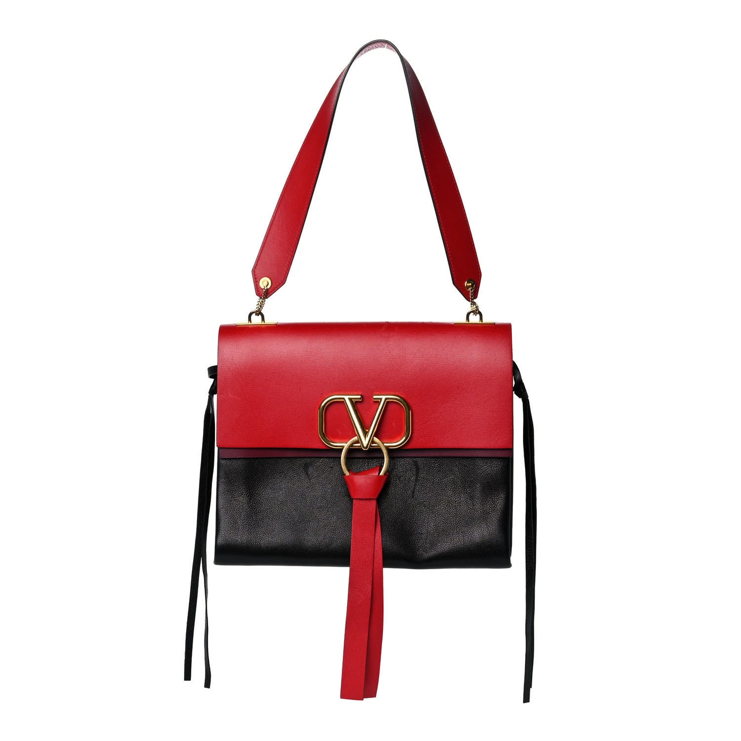 Smooth Calfskin Medium Vring Shoulder Bag Rouge Pur Cerise Black