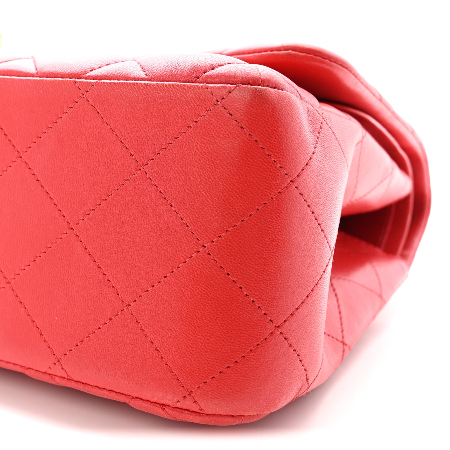 Lambskin Quilted Jumbo Double Flap Red