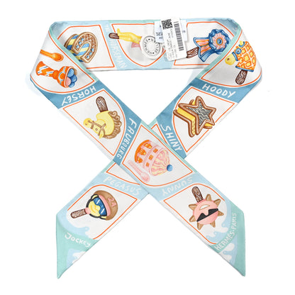 Hermes Silk Funny Ice Cream Twilly Aqua Orange Jaune 1 of 3