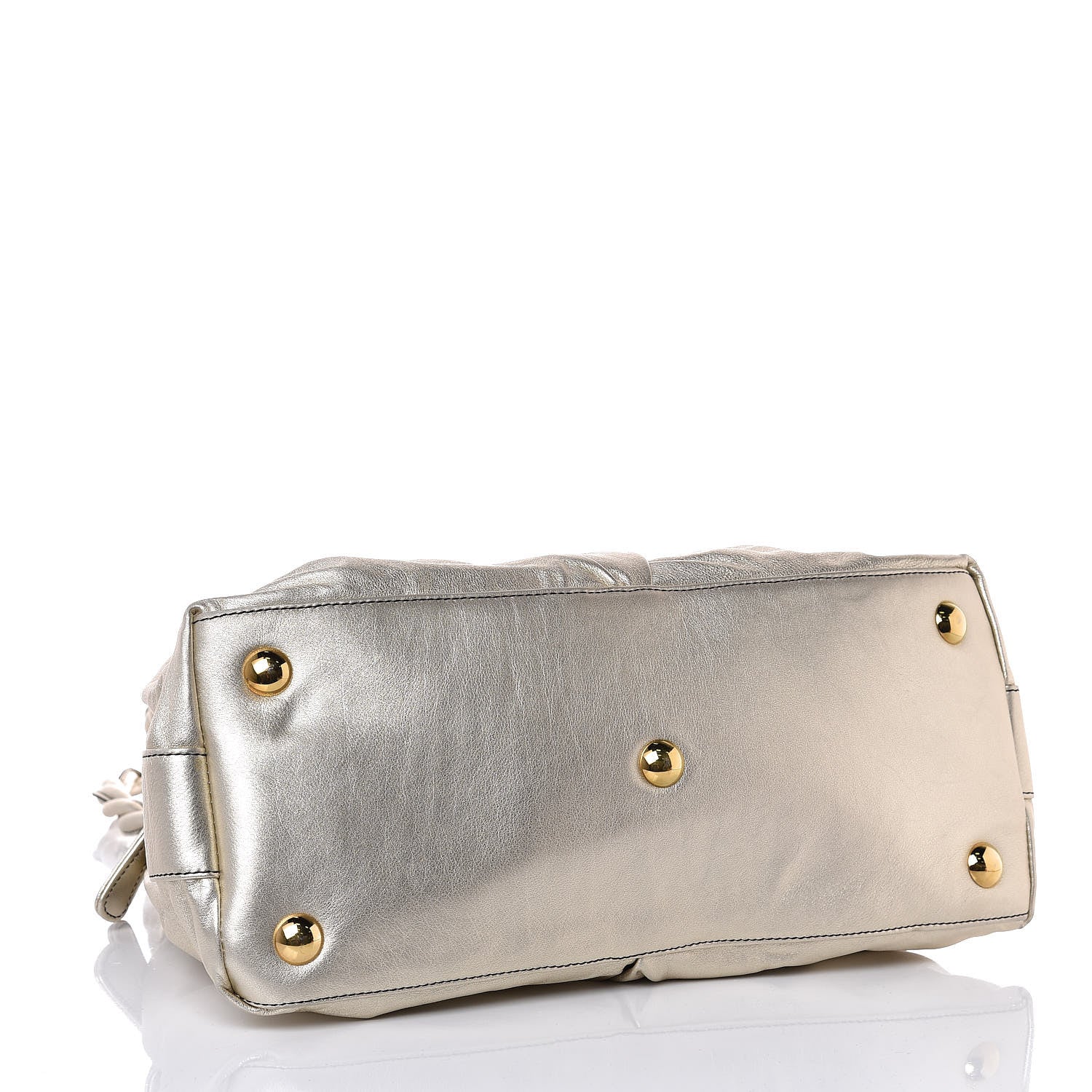Valentino Garavani Metallic Grained Calfskin Woven Couture Bag Gold 4 of 6