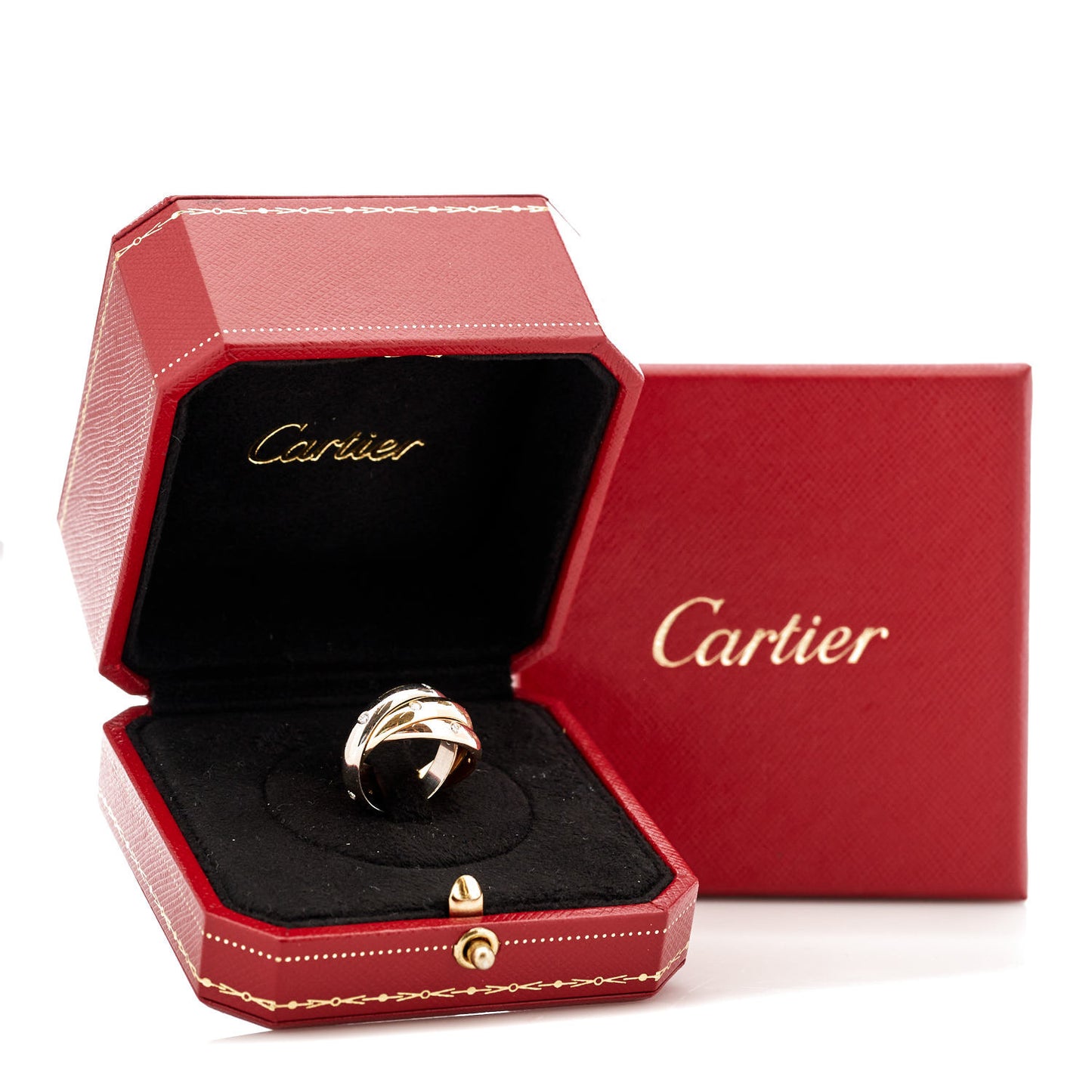 18K Pink Yellow White Gold Diamond Trinity Ring 50 5.25