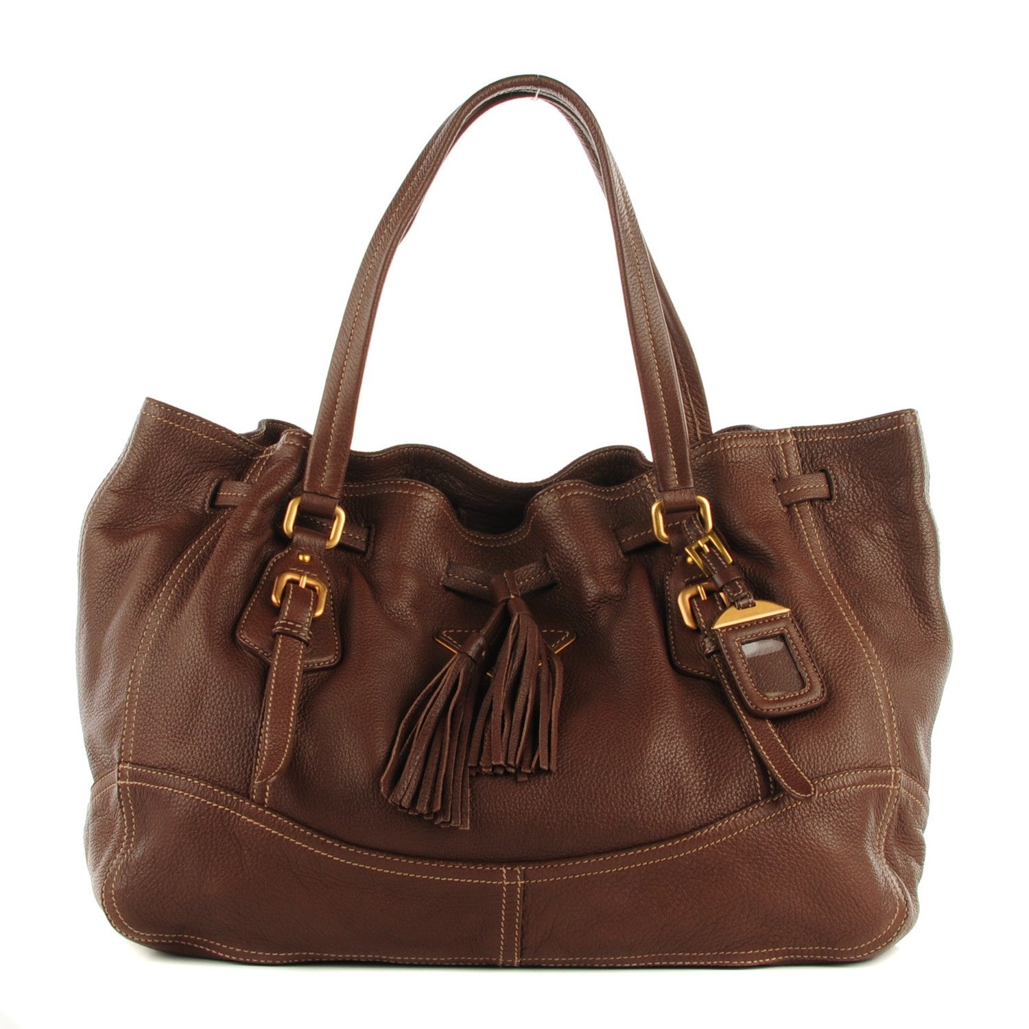 Prada Cervo Drawstring Shoulder Bag Bruciato 1 of 8