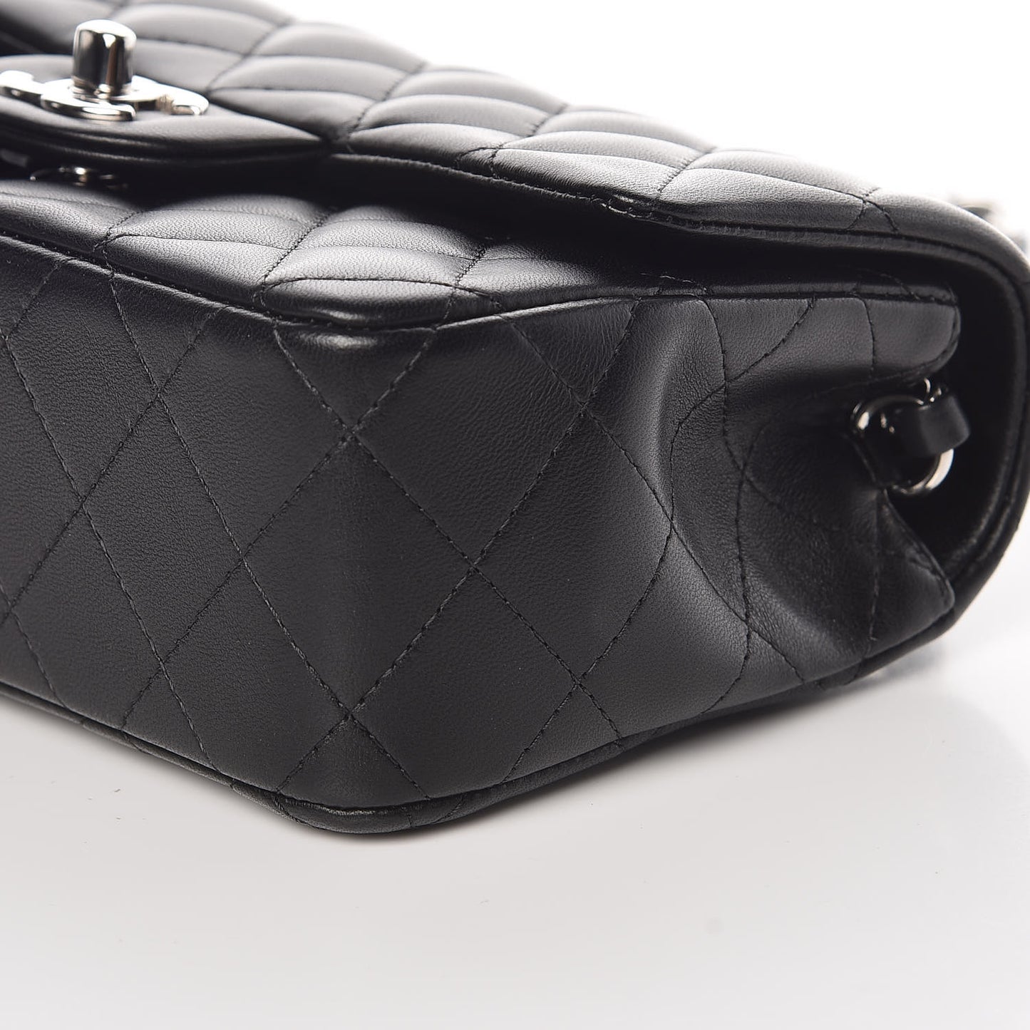 Lambskin Quilted Mini Rectangular Flap Black