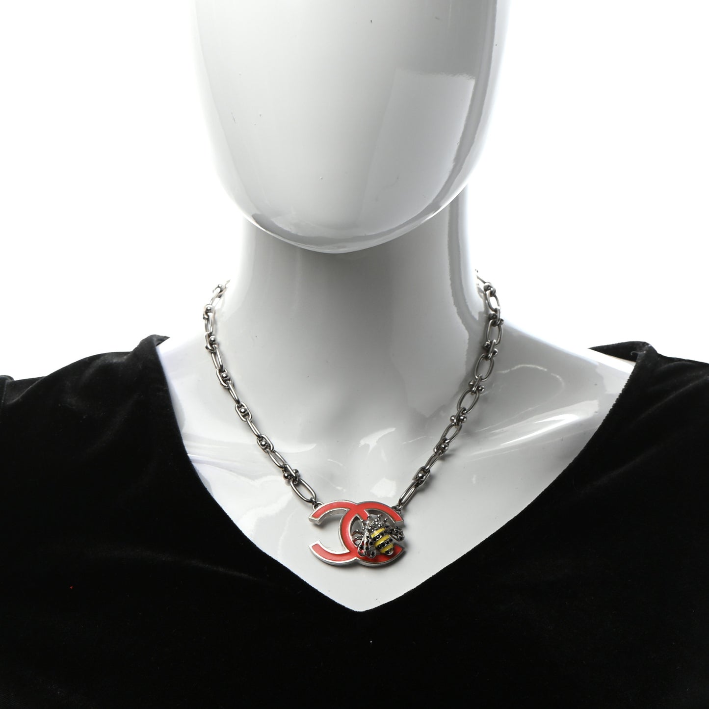 Crystal Bee Pendant Necklace Silver Multicolor
