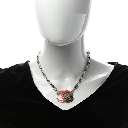 Chanel Crystal Bee Pendant Necklace Silver Multicolor 2 of 6