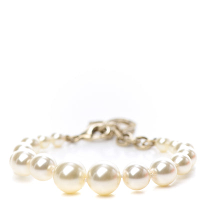 Chanel Graduated Pearl Crystal CC Bracelet Gold 3 of 5