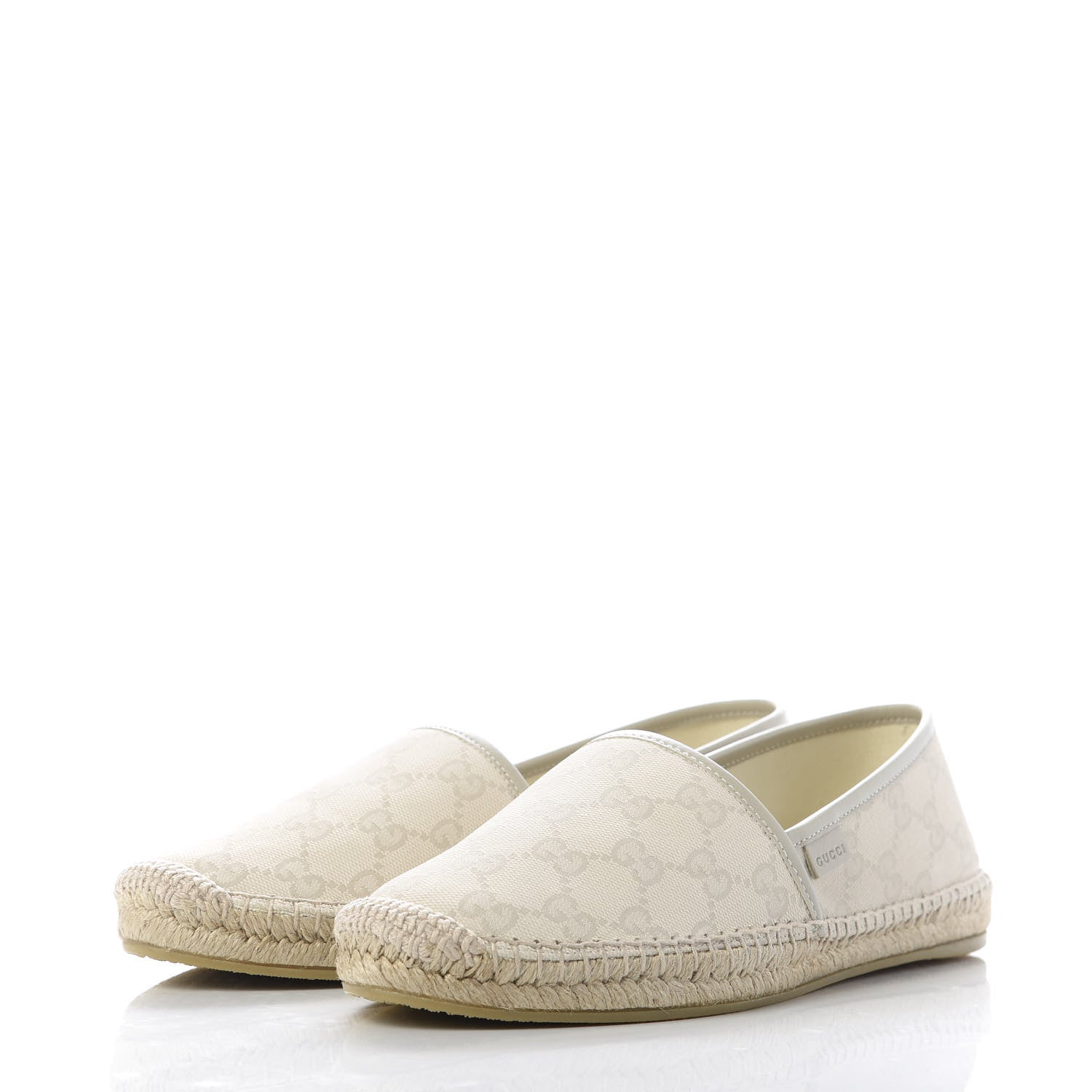 Gucci Washed Cotton Miro Soft Calfskin GG Monogram Espadrilles 38.5 White Mystic White 3 of 10