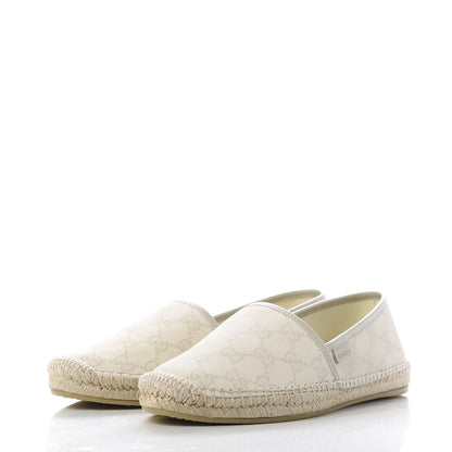 Gucci Washed Cotton Miro Soft Calfskin GG Monogram Espadrilles 38.5 White Mystic White 3 of 10