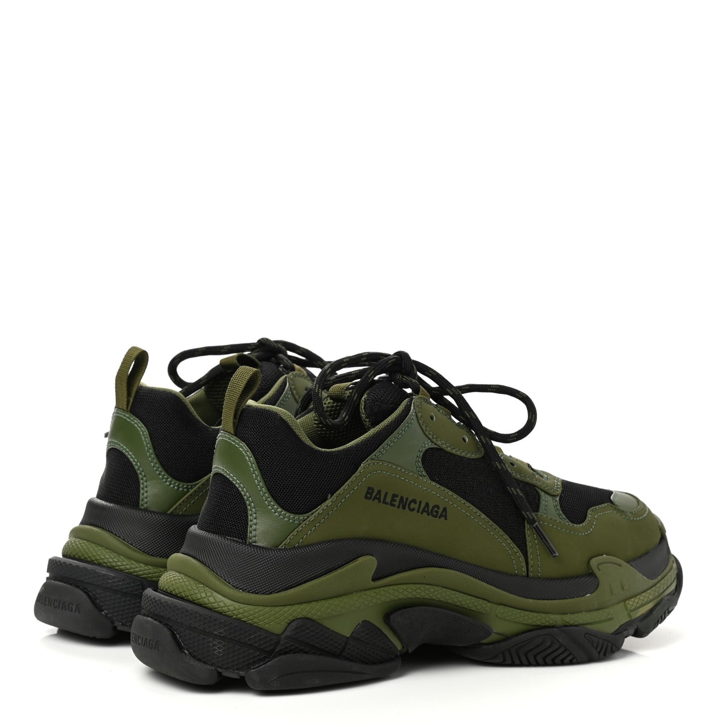 Fabric Mesh Mens Triple S Sneakers 42 Black Kaki