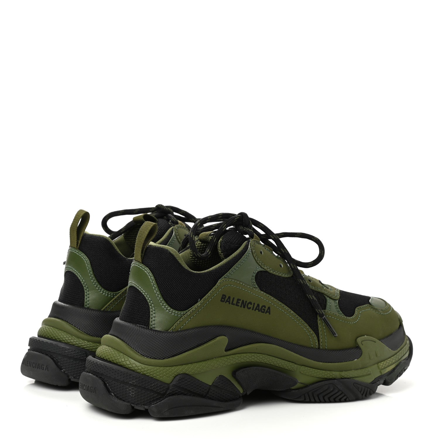 Balenciaga Fabric Mesh Mens Triple S Sneakers 42 Black Kaki 4 of 10