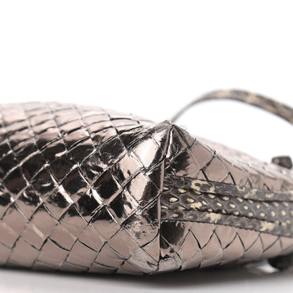 Bottega Veneta Metallic Ayers Intrecciato Nodini Crossbody Messenger Pewter 9 of 9