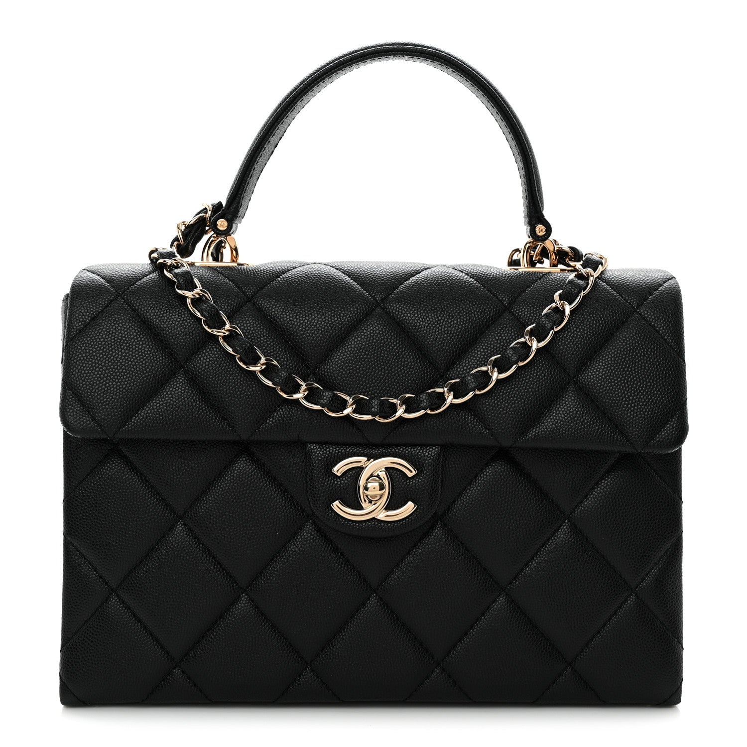 Chanel Caviar Quilted Medium Retro Twist Top Handle Flap Black 1 of 10