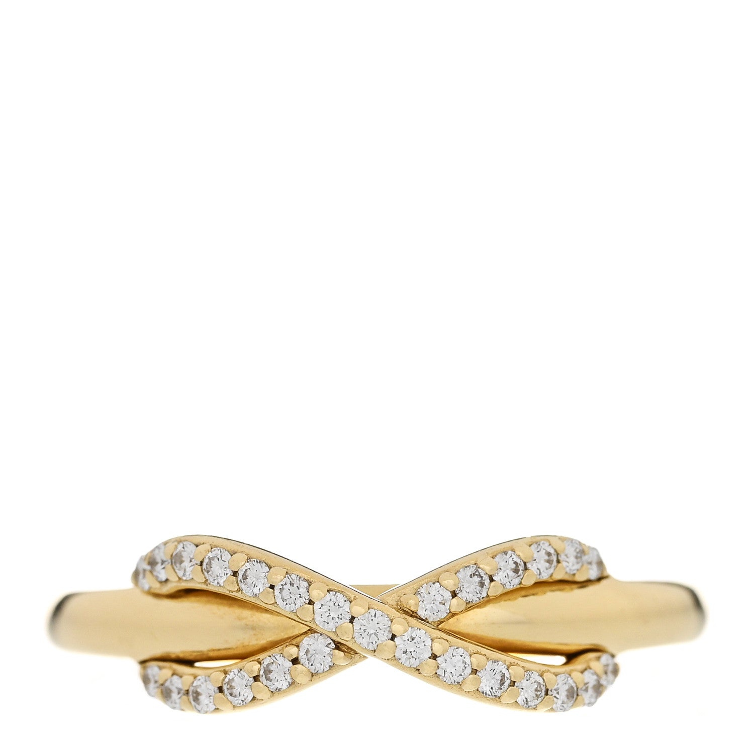 Tiffany 18K Yellow Gold Diamond Infinity Ring 58 8.5 1 of 5