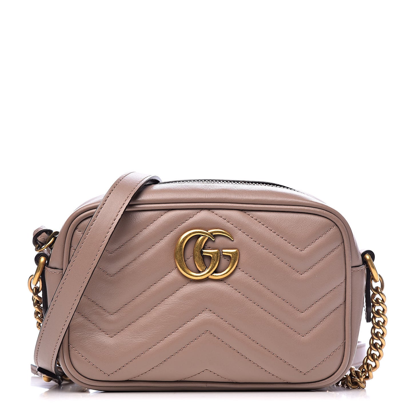 Calfskin Matelasse Mini GG Marmont Chain Shoulder Bag Porcelain Rose