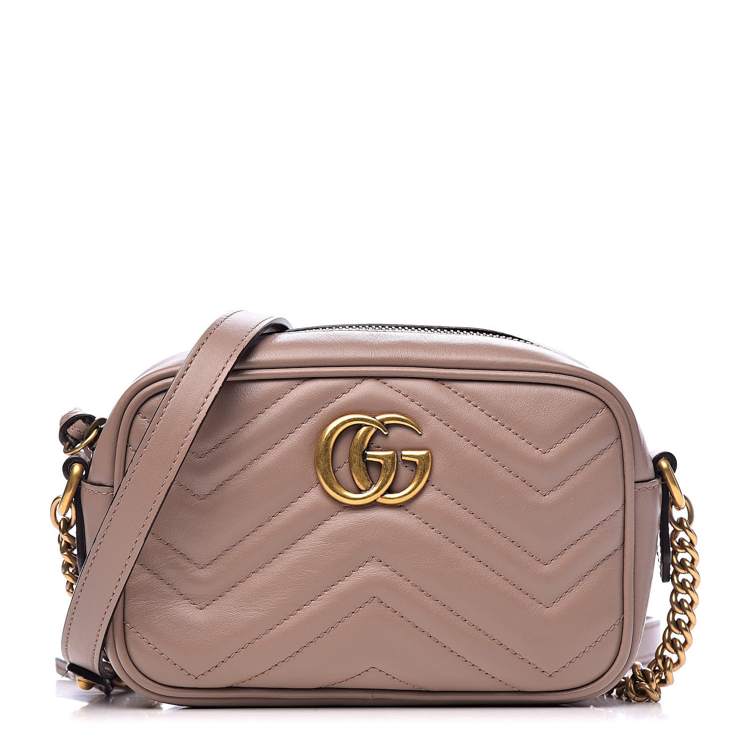 Gucci Calfskin Matelasse Mini GG Marmont Chain Shoulder Bag Porcelain Rose 2 of 13