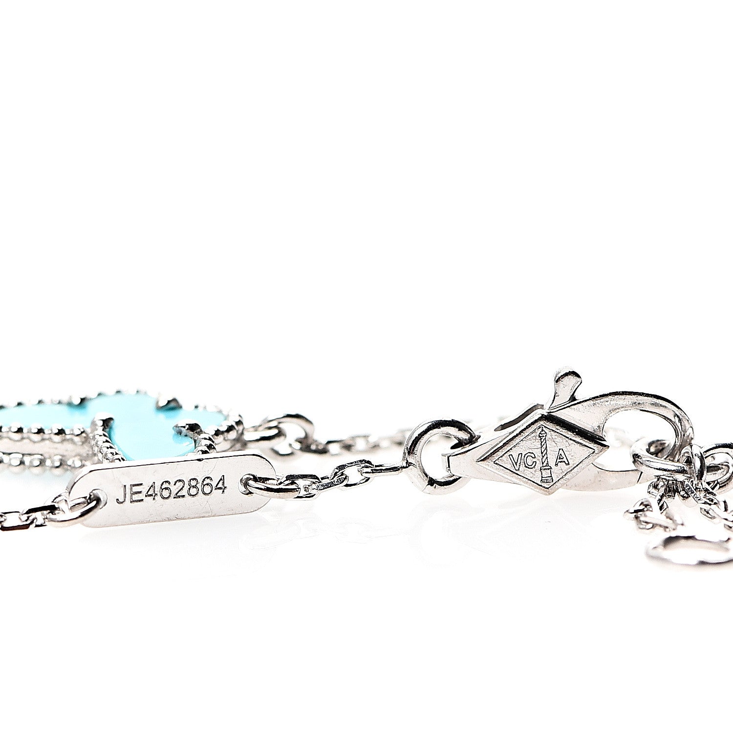 Van Cleef & Arpels 18K White Gold Turquoise Sweet Alhambra Butterfly Bracelet 3 of 5