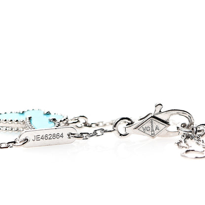 Van Cleef & Arpels 18K White Gold Turquoise Sweet Alhambra Butterfly Bracelet 3 of 5