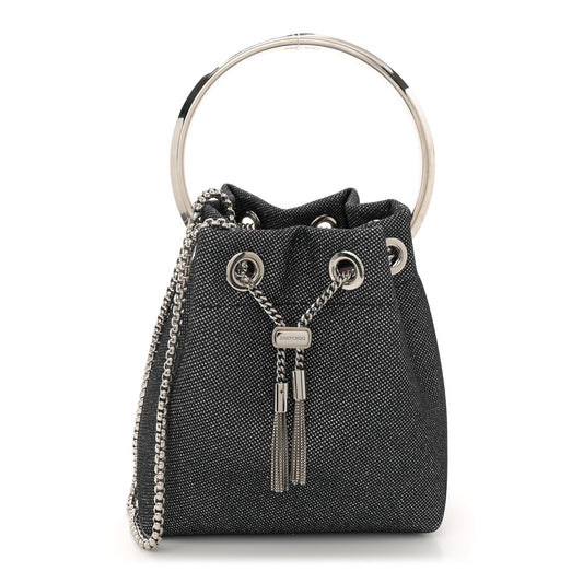Metallic Fabric Bon Bon Bag Bucket Bag Silver