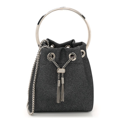 Jimmy Choo Metallic Fabric Bon Bon Bag Bucket Bag Silver 1 of 11