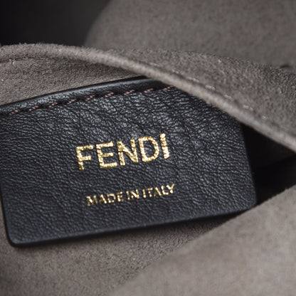 Fendi Glazed Fabric Vitello Century FF 1974 Stamp Patch Mini Double F Crossbody Bag Mogano Panna Black 6 of 11