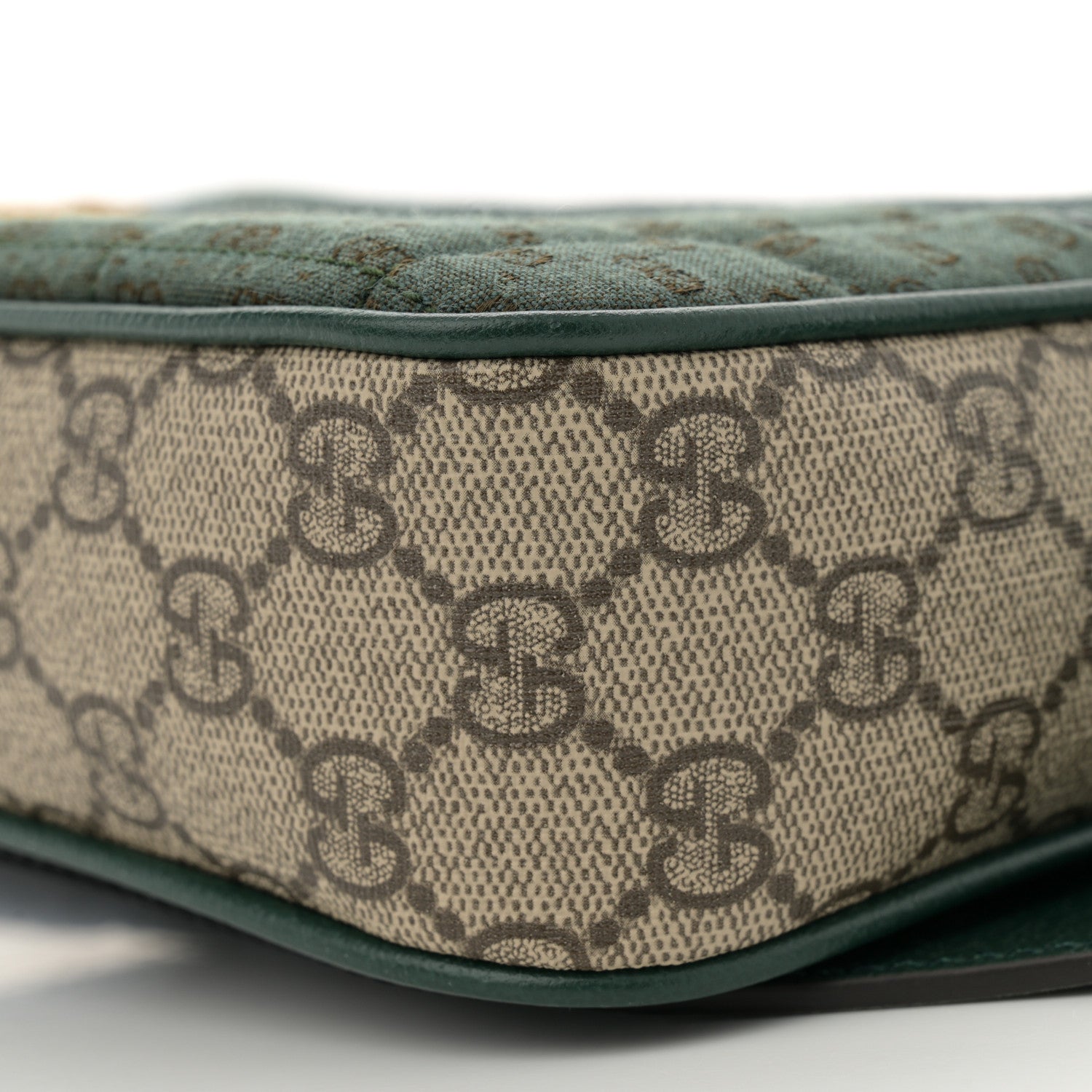 Gucci Monogram GG Mignon Textured Dollar Calfskin GG Supreme Monogram Quilted Mini GG Belt Bag Green Beige Ebony 10 of 12