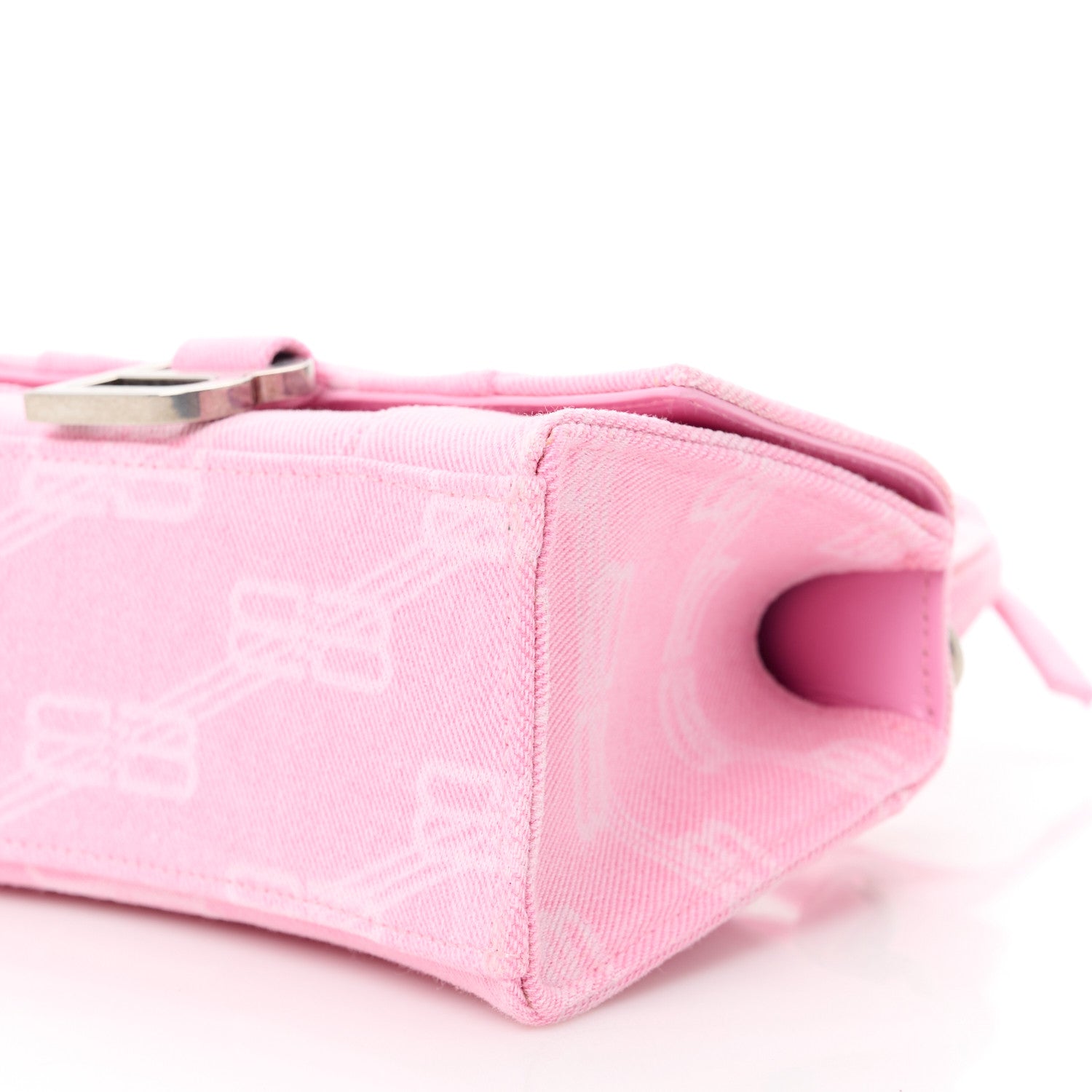Balenciaga Washed Denim BB Monogram Hourglass Top Handle Bag XS Pink 11 of 11