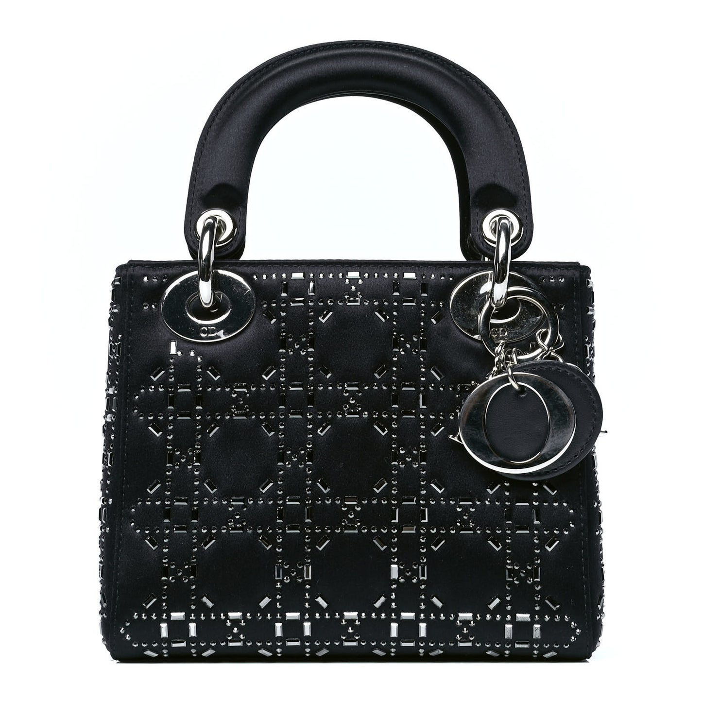 Satin Crystal Cannage Mini Lady Dior Navy
