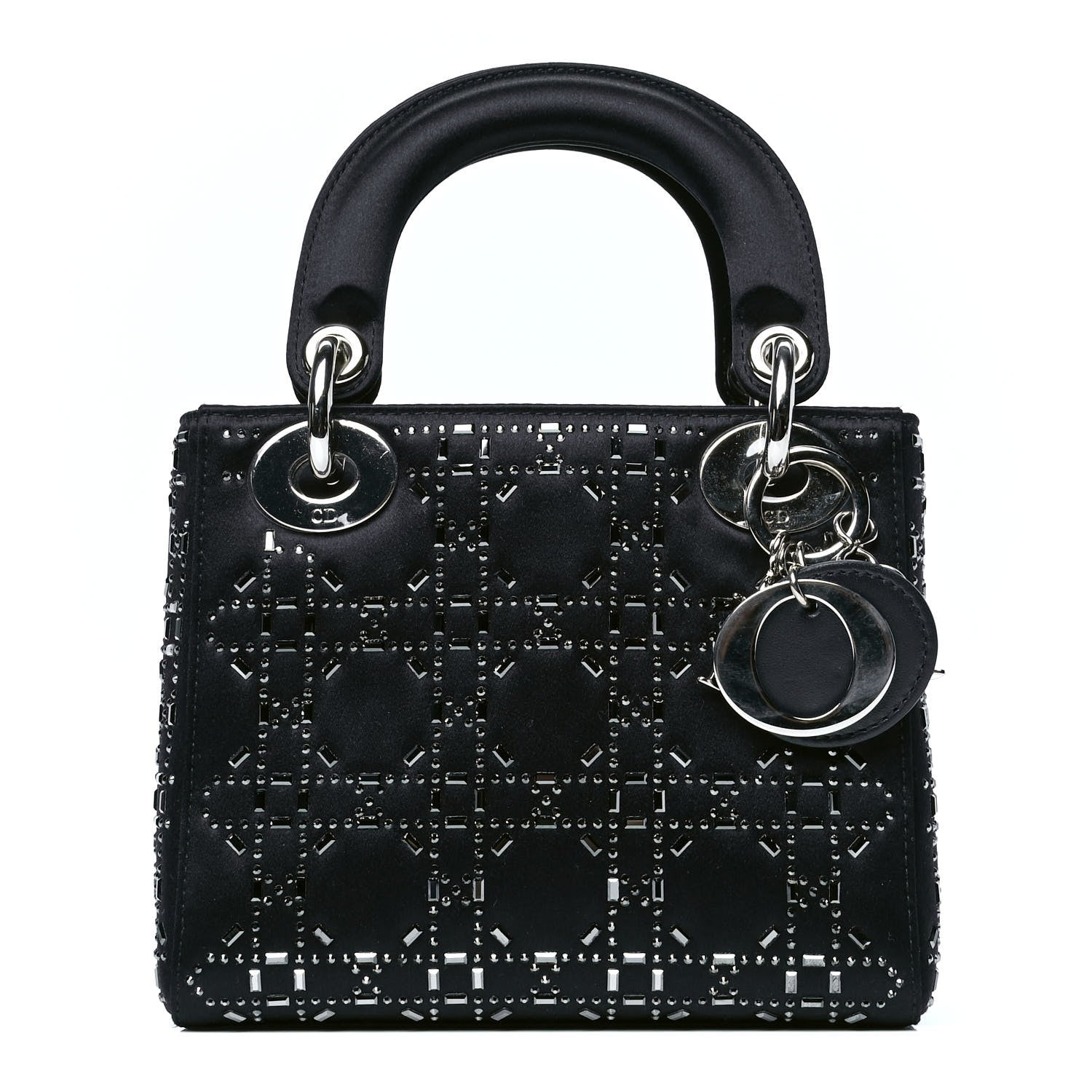 Christian Dior Satin Crystal Cannage Mini Lady Dior Navy 1 of 7