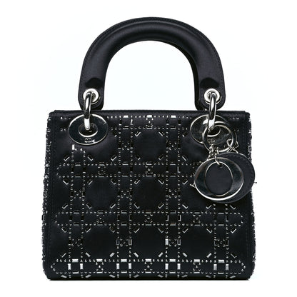 Christian Dior Satin Crystal Cannage Mini Lady Dior Navy 1 of 7