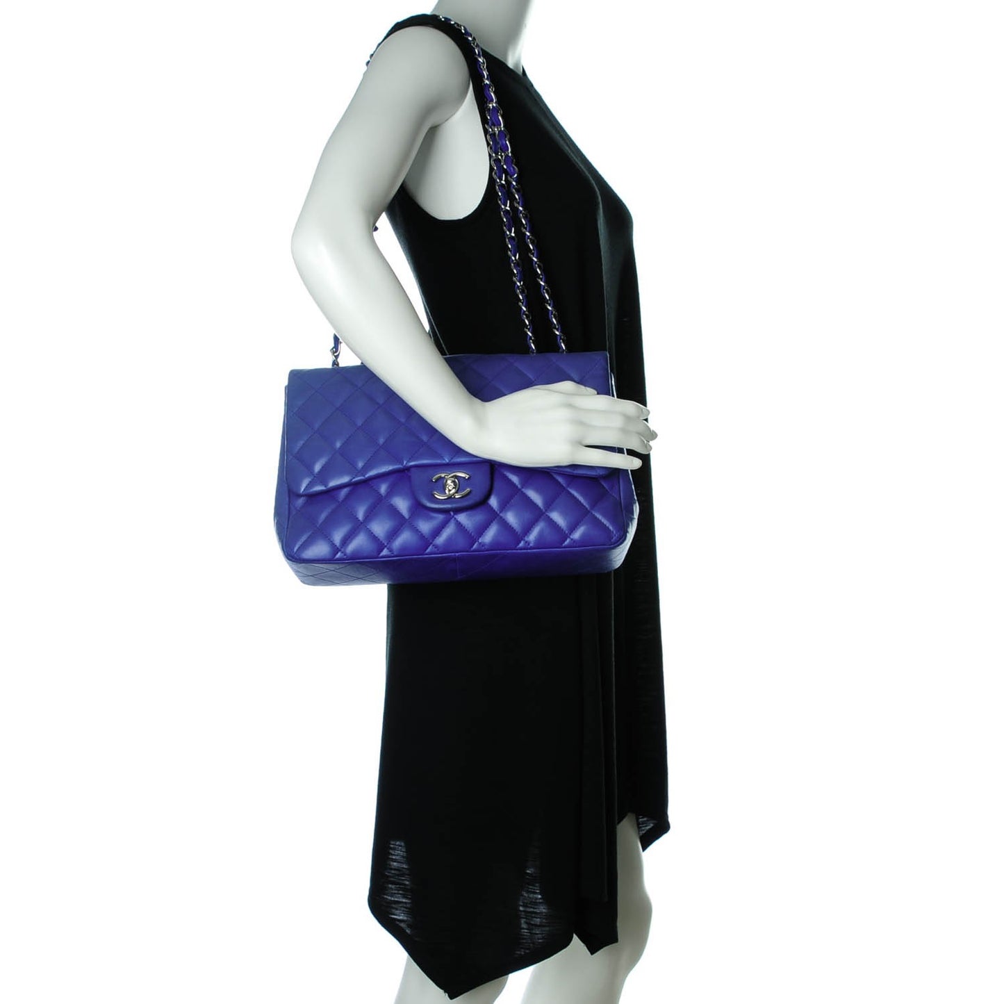 Lambskin Quilted Jumbo Single Flap Blue