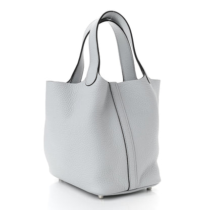 Hermes Taurillon Clemence Picotin Lock 18 PM Bleu Pale 3 of 11