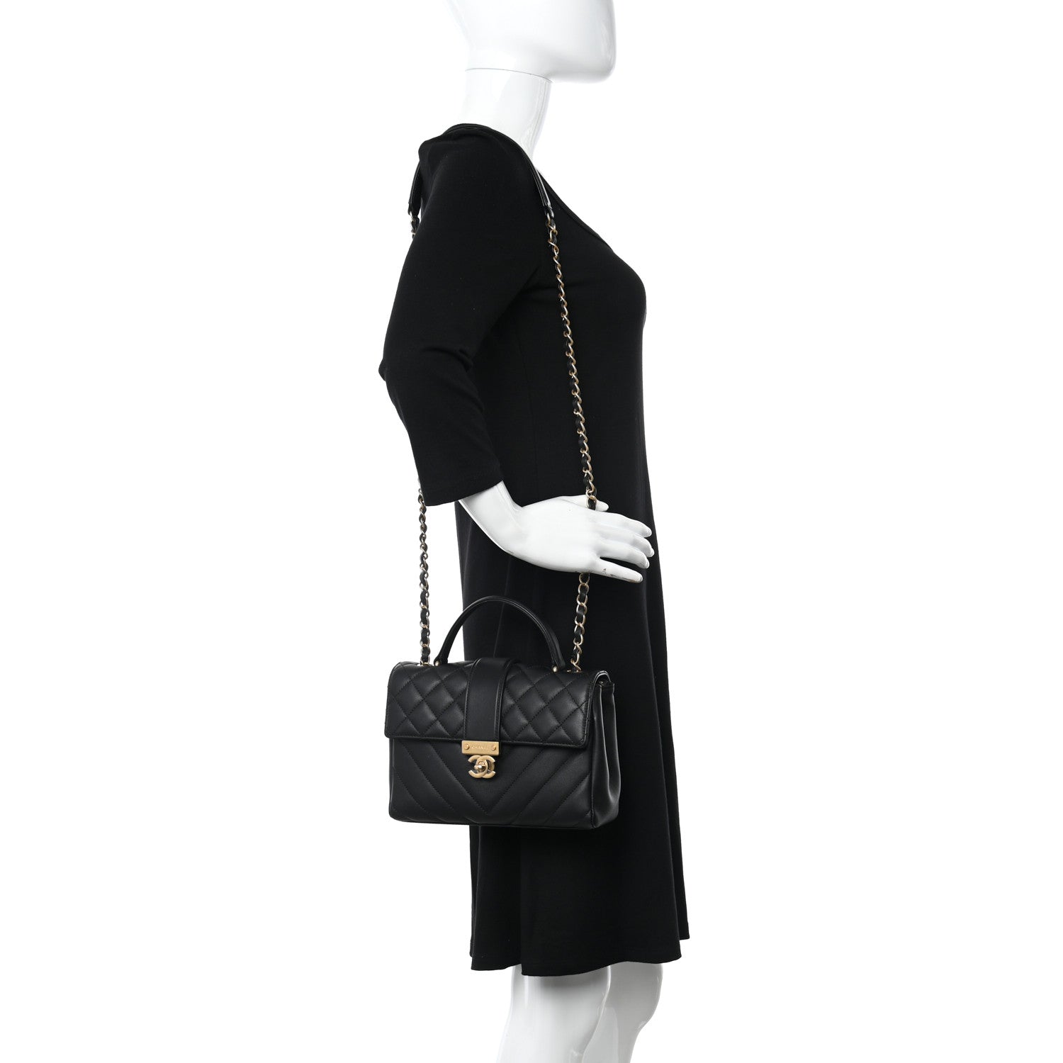 Chanel Calfskin Quilted Chevron In The City Bag Black 2 of 11
